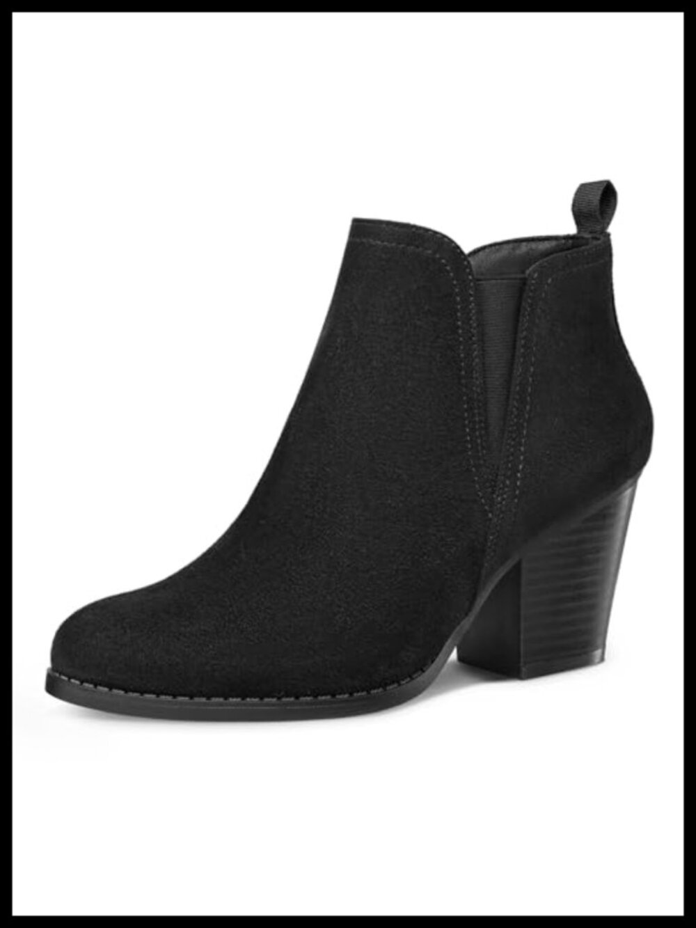Women's Ankle Boots Stacked Chunky Heel Booties Side Zipper Suede